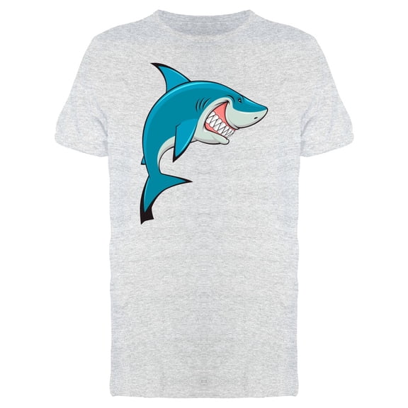 Blue Shark Cartoon Sideview T-Shirt Men -Image by Shutterstock, Male Medium
