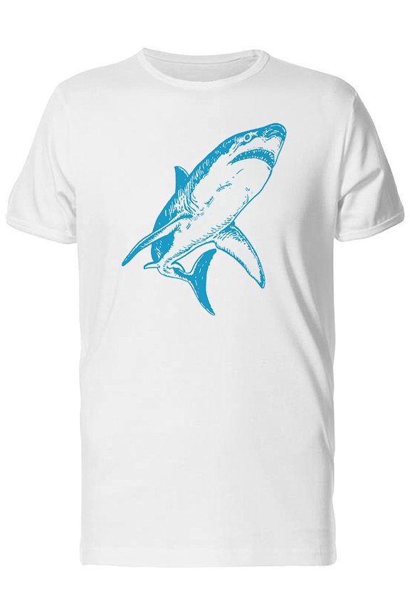 Blue Shark Sketch T-Shirt Men -Image by Shutterstock, Male XX-Large
