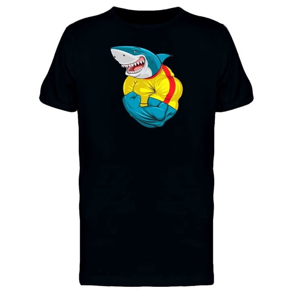 Blue Shark With Yellow Shirt Tee Men's -Image by Shutterstock