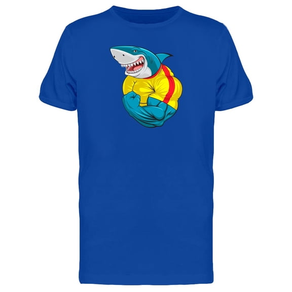 Blue Shark With Yellow Shirt T-Shirt Men -Image by Shutterstock, Male Medium
