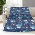 thumbnail image 1 of Blue Sharks Blanket, Personalized Name Blankets for Kids, Soft Lightweight Flannel Fleece Throw Blankets for Couch Sofa Bed, Customized Shark Blanket Gifts for Boys Shark Lovers 50"x40", 1 of 6