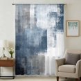 thumbnail image 1 of Blue Sheer Curtains 45 Inches Long, Retro Oil Painted Modern Abstract Art Light Filering Curtains, Breathable Simi Curtain Privacy Drapes for Kitchen Bathroom Lightweight Small Window Treatment, 1 of 9