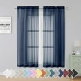Blue Sheer Curtains 63 Inch Length 2 Panels, Rod Pocket Solid Color