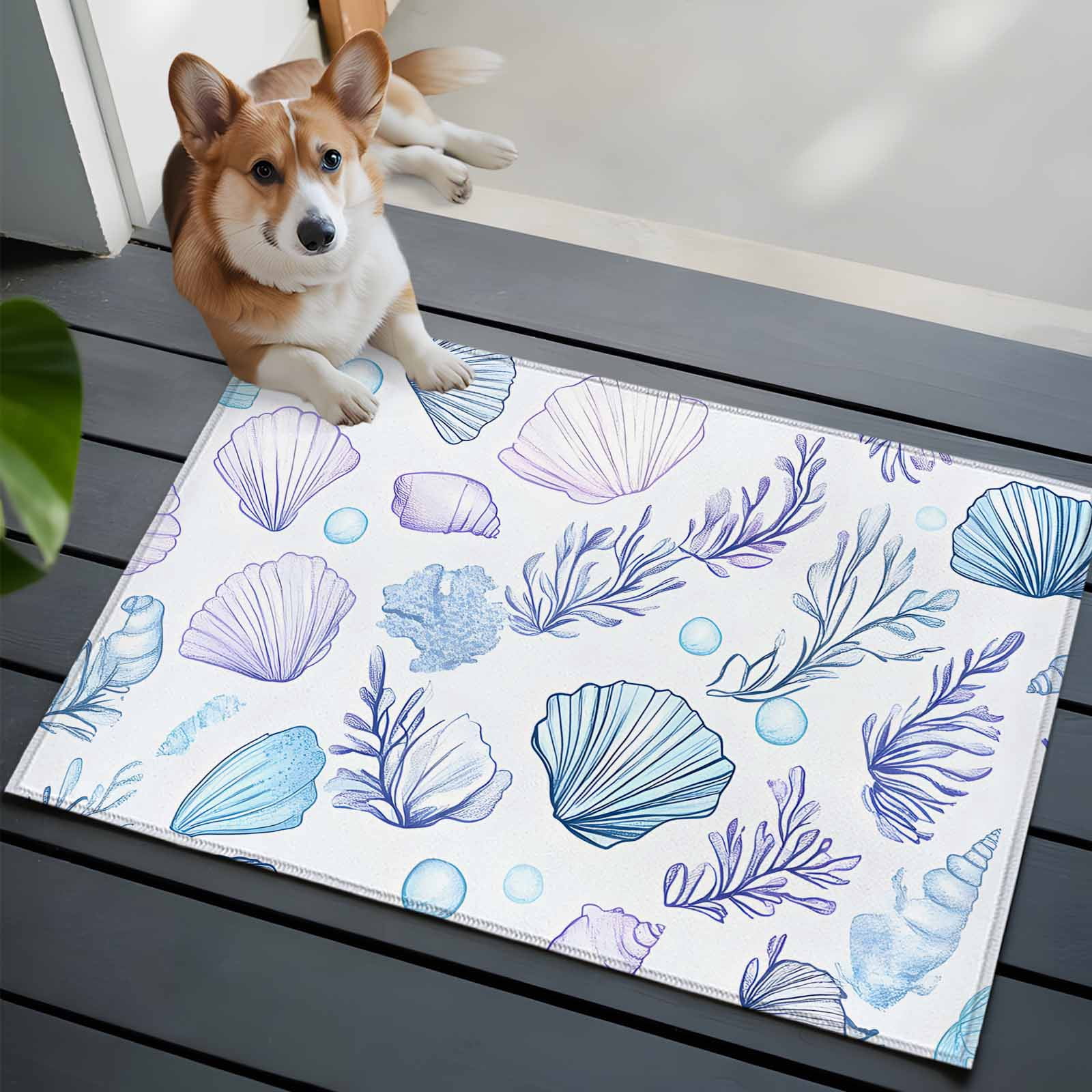 Blue White Shell Rug Blue Shell 2x3 Area Rugs for Living Room, Conch Purple Coral Bubble ...