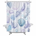 thumbnail image 1 of Blue Shell Bathroom Shower Curtain, Conch Purple Coral Bubble Ocean Creature Waterproof Washable Soft Bath Curtain for Bathtub Decor with 12 Hooks&Grommet, 36x72 Inch, 1 of 9
