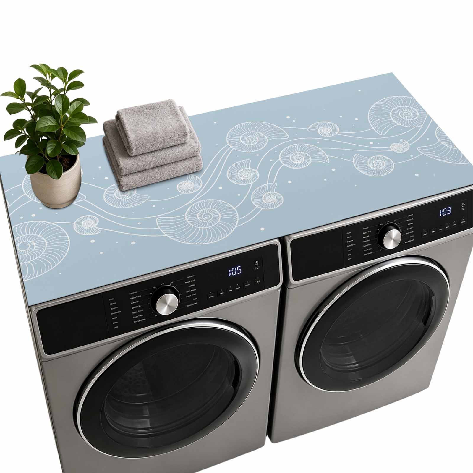 Blue Shell Fluid Waves Washer Dryer Top Protector Mat 51