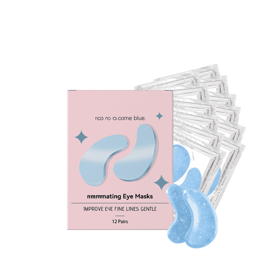 Blue Shell Illuminating Under Eye Mask - Blue 12 pairs -It's more cost-effective than the 6-piece set! Gel Eye Patches for Dark Circles, Puffy Eyes, Wrinkles, Undereye Bags