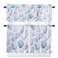 thumbnail image 1 of Blue Shell Kitchen Curtains and Valances Set, Conch Purple Coral Bubble Ocean Creature Rod Pocket Window Valance 18 Inch Window Curtain Panels for Living Room Bedroom Laundry, 27.5x36in, 3 Pieces, 1 of 7
