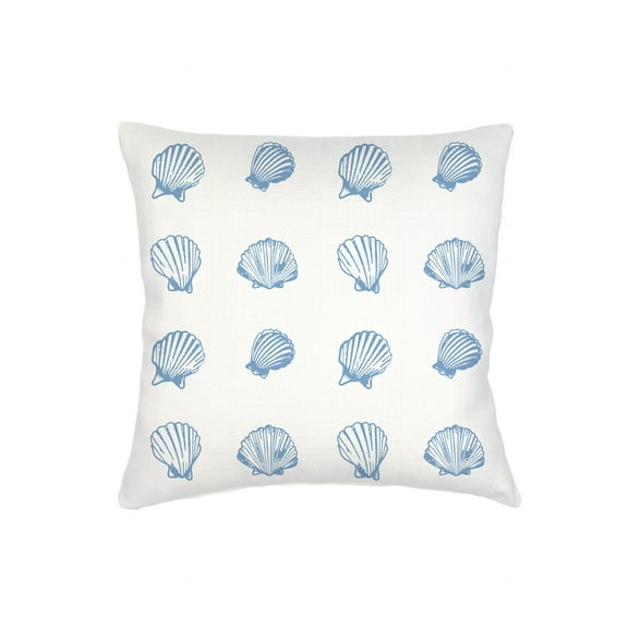 Blue Shell Printed Linen Euro Pillow 26x26 Down Alternative