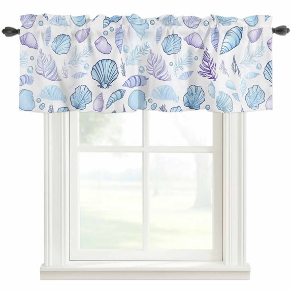Blue Shell Seaweed Window Valance Curtain Purple Bubble Rod Pocket ...