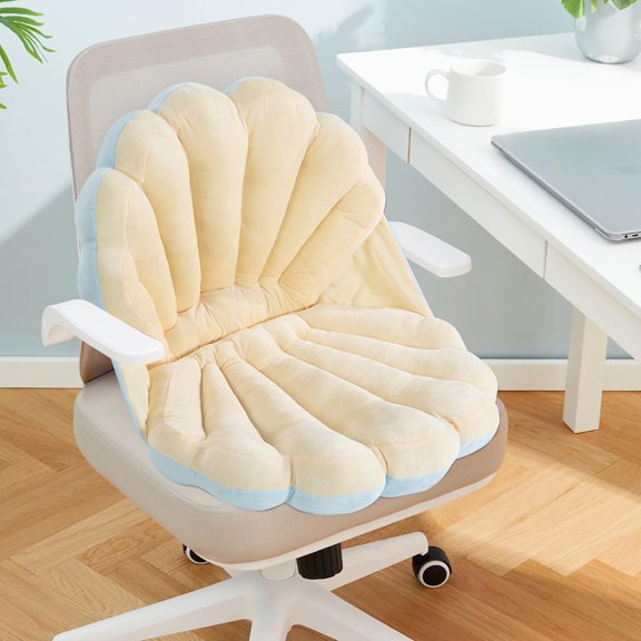 Blue Shell Shaped Seat Cushion with Backrest, Multifunctional Decorative Pillow for Bed Couch Sofa