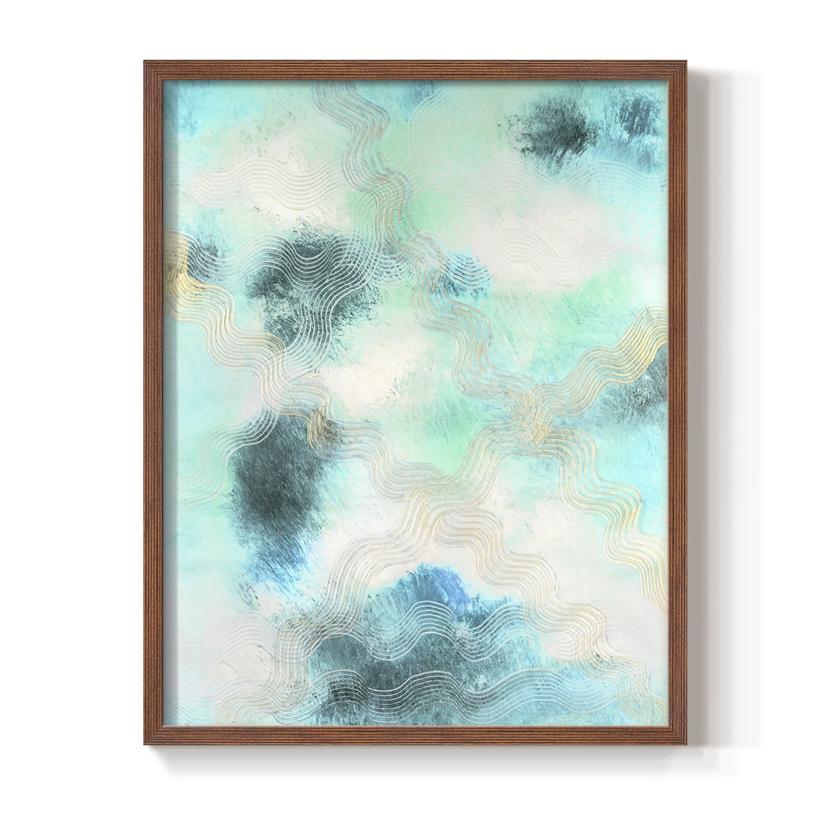 Blue Shift I Framed Print in Brown Solid Wood Framed Print No Nail Hanging