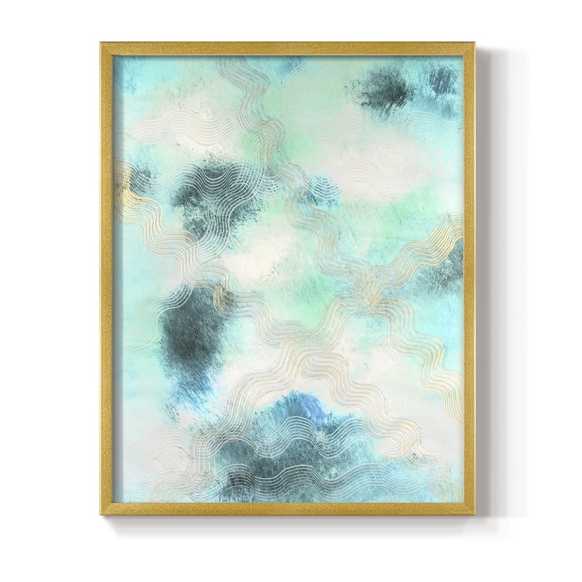 Blue Shift I Framed Print in Gold Solid Wood Framed Print No Nail Hanging