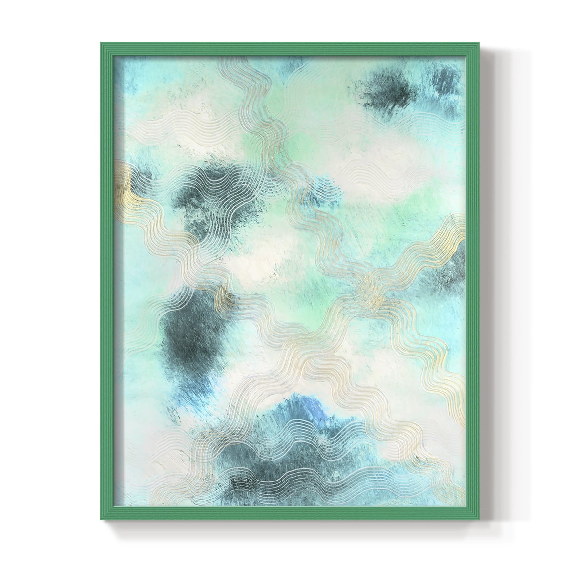 Blue Shift I Framed Print in Green Solid Wood Framed Print No Nail Hanging