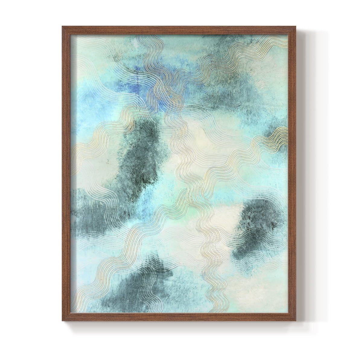 Blue Shift II Framed Print in Brown Solid Wood Framed Print No Nail Hanging
