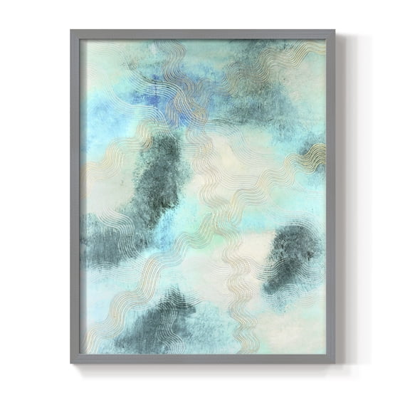 Blue Shift II Framed Print in Gray Solid Wood Framed Print No Nail Hanging
