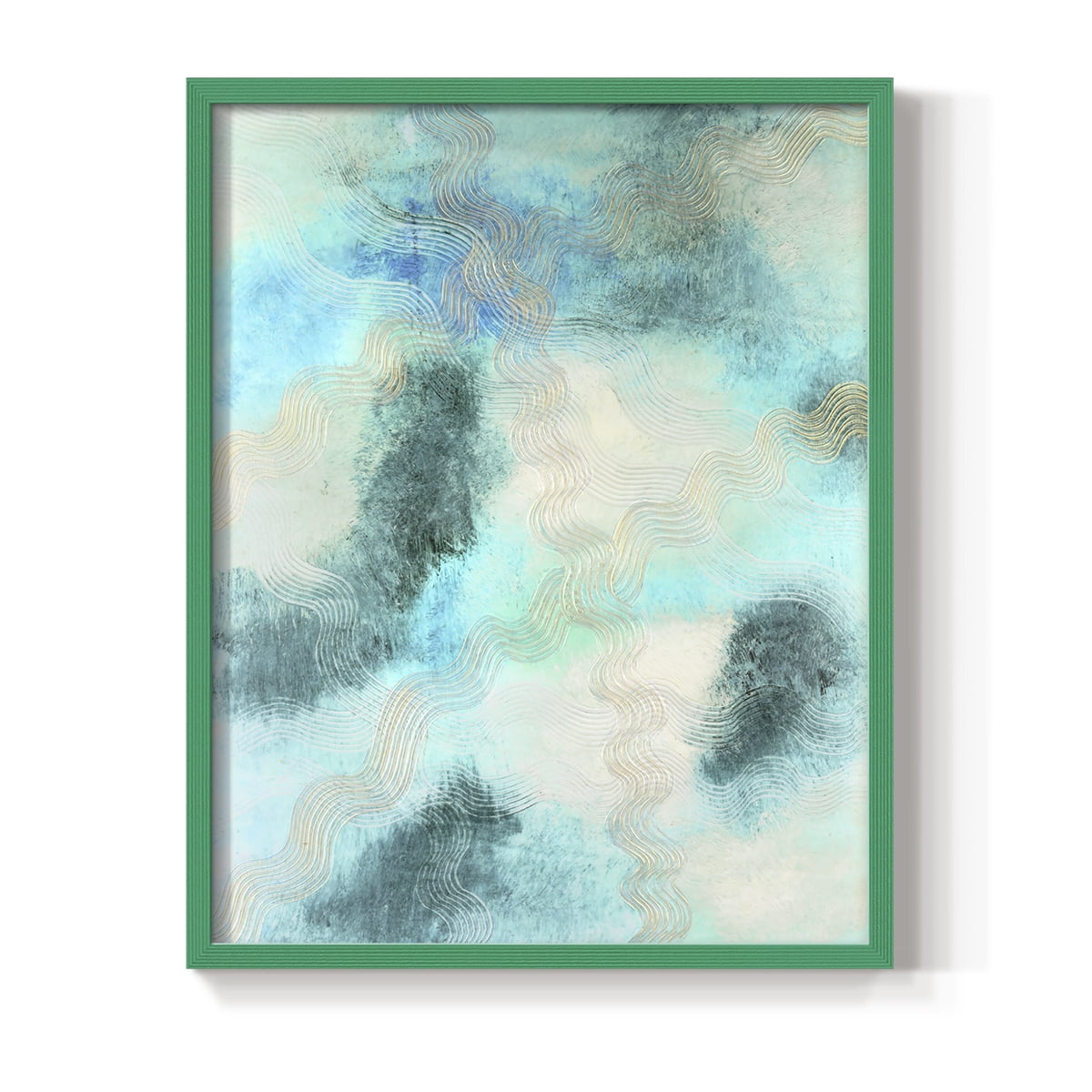 Blue Shift II Framed Print in Green Solid Wood Framed Print No Nail Hanging