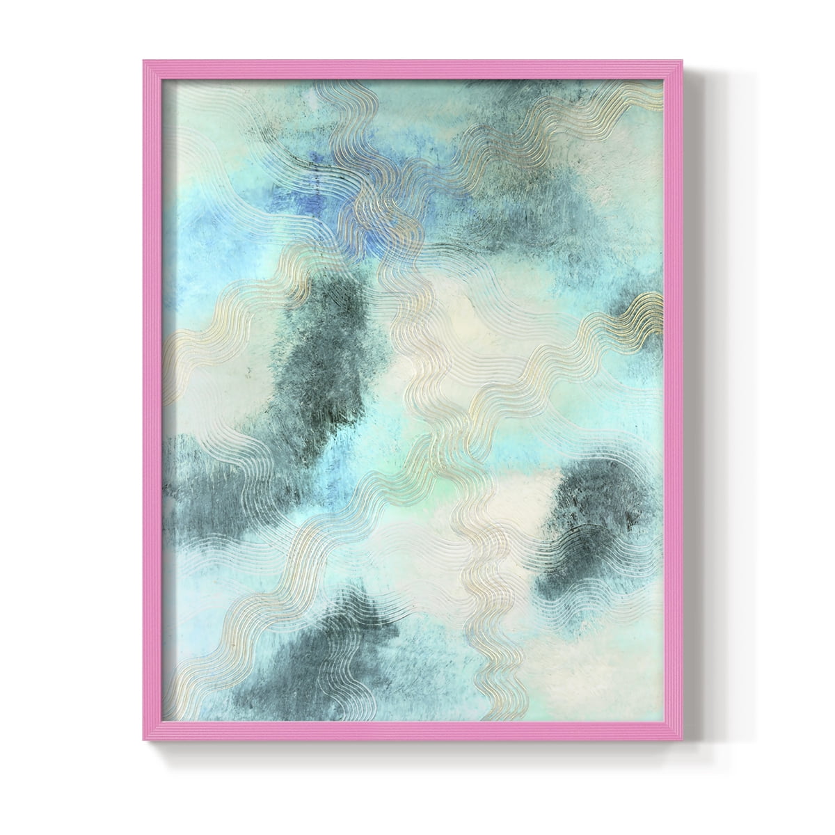 Blue Shift II Framed Print in Pink Solid Wood Framed Print No Nail Hanging