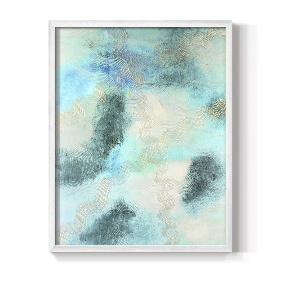 Blue Shift II Framed Print in White Solid Wood Framed Print No Nail Hanging