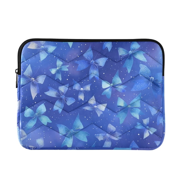 Blue Shining Bows Quilted Laptop Protective Cases Computer Sleeves Tablet Bags Briefcases L