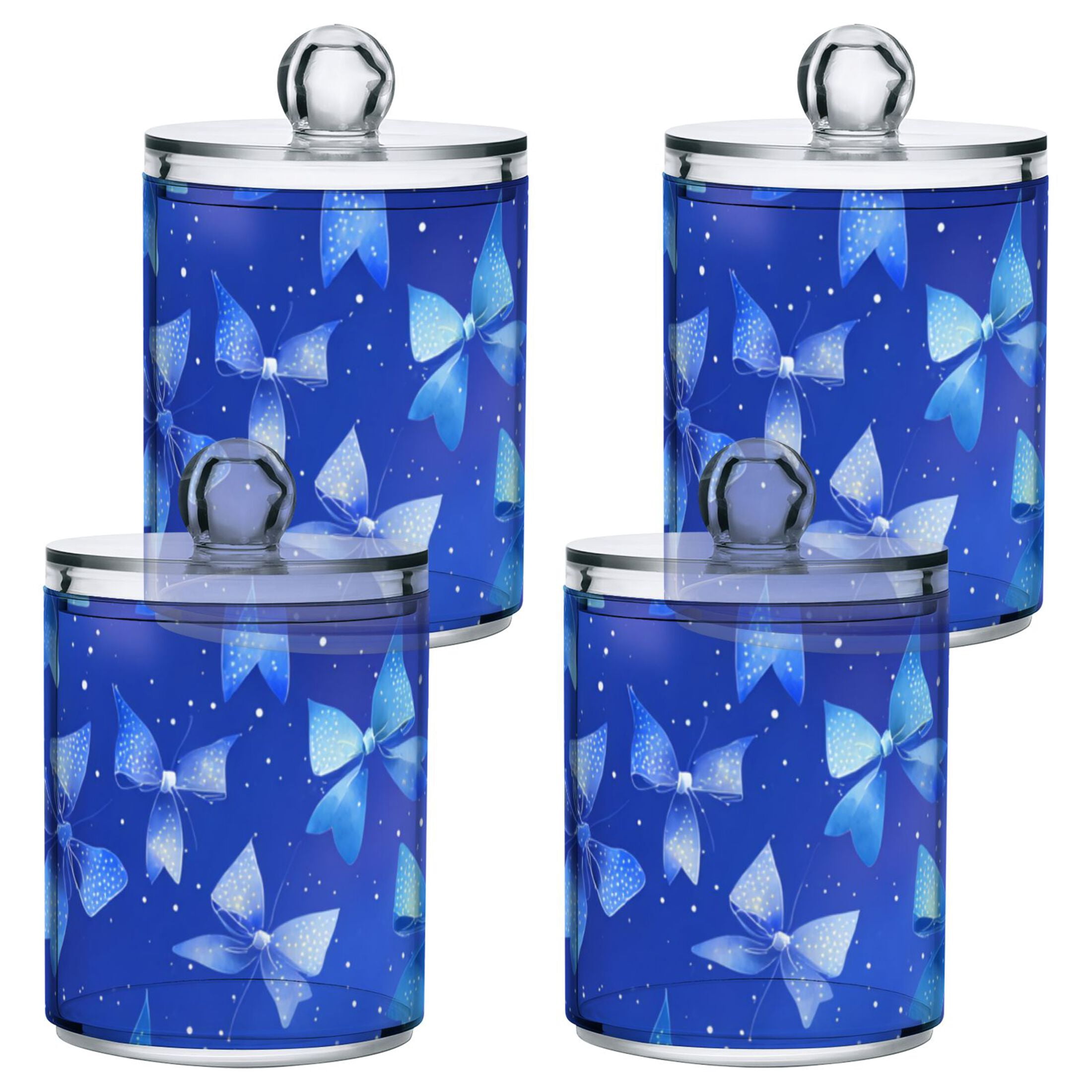 Blue Shining Bows Translucent Plastic Cans Storage Canisters with Lid ...