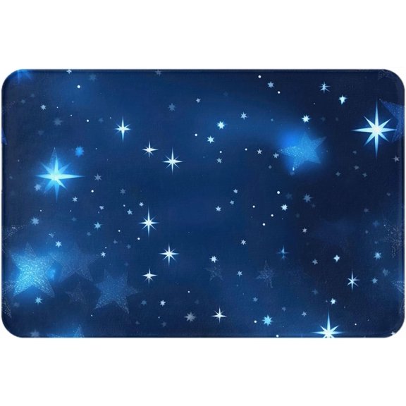 Blue Shining Stars Pattern Print Ultra Absorbent Grippy Doormat,Front Welcome Doormat for Outdoor Indoor,16 x 24 in