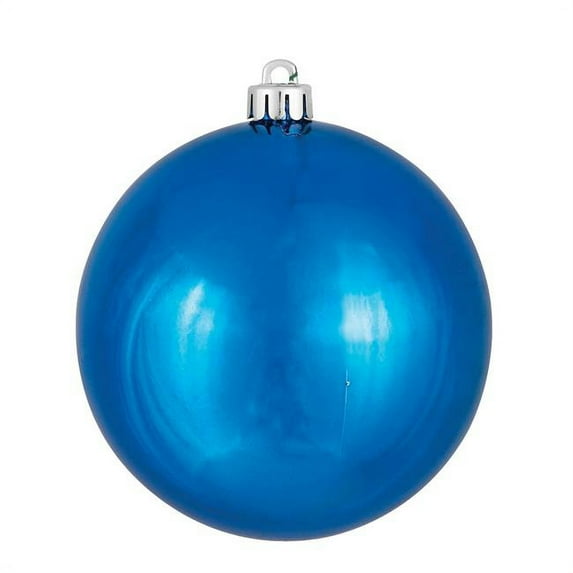 Blue Shiny UV Drilled Cap Ball Ornament, 8 in.