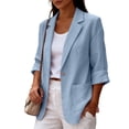 thumbnail image 1 of Blue Shirts for Womens 3/4 Sleeve Fall Slim Fit Basic Shirt Layer for Office, 1 of 6