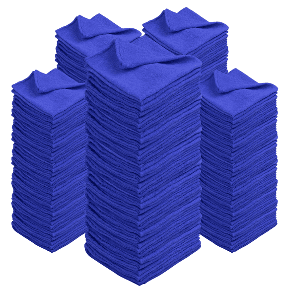 Blue Shop Towels 100-Pack – 12x14 Inch Cotton-Rich Cleaning Rags – Reusable, Absorbent Towels for Garage, Auto Detailing, Car Wash, Painting, and Workshop Use