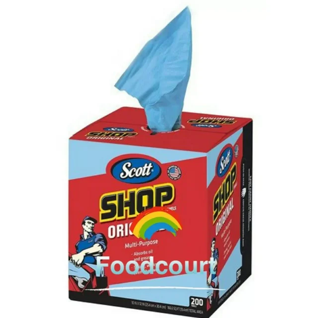 Blue Shop Towels Box – 200 Heavy-Duty Paper Towels, 10" x 12" – Ideal for Cleaning, Automotive, Workshop, and Industrial Use