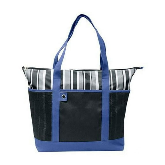 Blue Shopping Striped Tote Bag
