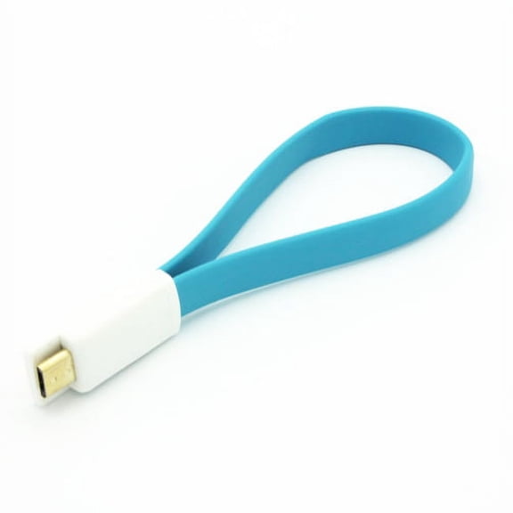Blue Short Flat USB Cable Rapid Charge Power Wire Sync Micro-USB Data Cord Supports Fast Charging 8E for Samsung Galaxy Note Edge, S5 S6 Edge Edge+ S7 Edge, Tab 4 NOOK 10.1 (SM-T530) 7.0 (SM-T230)