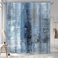 thumbnail image 1 of Blue Shower Curtain, Abstract Blue and Gray Shower Curtain, Vintage Country Grunge Style Paint Brush Graffiti Pattern Fabric Bathroom Decor Curtain, 1 of 6
