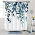thumbnail image 1 of Blue Shower Curtain, Floral Eucalyptus Shower Curtain, Watercolor Leaves on The Top Plant Shower Curtains - Fabric Shower Curtain Set Natural Shower Curtains Bathroom Decor 72x72, 1 of 6