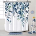 thumbnail image 1 of Blue Shower Curtain, Floral Eucalyptus Shower Curtain, Watercolor Leaves on The Top Plant Shower Curtains - Fabric Shower Curtain Set Natural Shower Curtains Bathroom Decor 72x72, 1 of 6