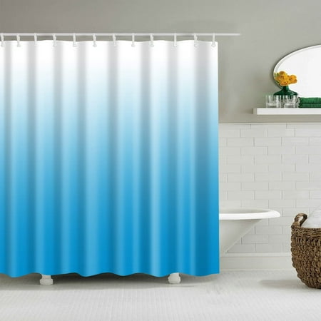 Blue Shower Curtain Gradual Color Ombre 72x72inch Free Hooks 12-Pack Simple Modern Decor Fabric Set Polyester Waterproof Bathroom…