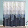 thumbnail image 1 of Blue Shower Curtain, Navy Blue Geometric Pattern Modern Grid Bath Curtains Waterproof Fabric with Hooks for Home Decor, 72Wx72H, 1 of 6