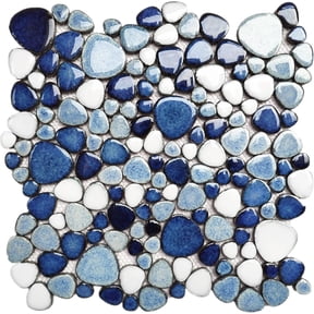 Blue Shower Floor Tile Bathroom Mosaic Backsplash Wall Tiles (5 Sheets)