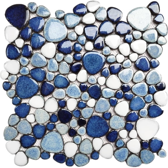 Blue Shower Floor Tile Bathroom Mosaic Backsplash Wall Tiles (5 Sheets)