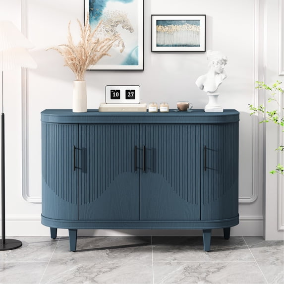 Blue Sideboard with Simple Line Design and Zinc Alloy Handles / Eye-Catching Exterior