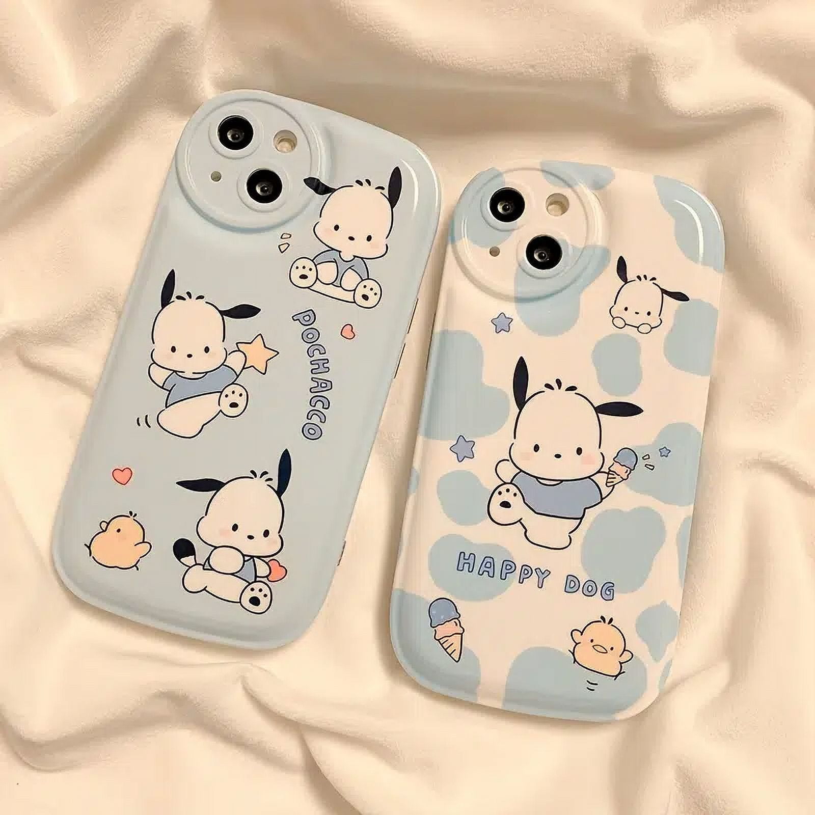 Blue Silicone Phone Case With Blue And White Pochacco Pattern For