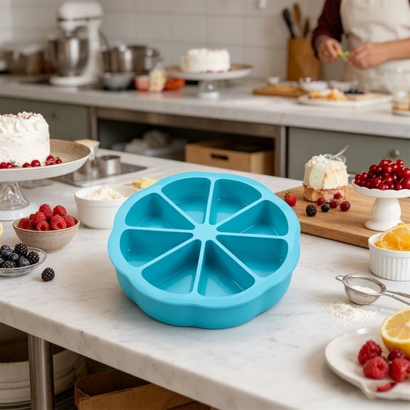 Blue Silicone Scone Pan, 8 Cavity Baking Mold Blue Silicone Scone Pan, Non-Stick Flexible Tray Cornbread Muffin Mold, Cornbread Muffin Mold for Homemade Baking Soap Daily Kitchen Use