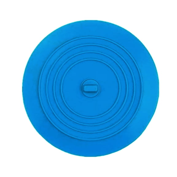 Blue Silicone Tub Stopper - Flat Drain Plug with Hair Catcher Filter for Bathtub, Sink & Shower, Non-Spill Flat Cover (1.5 inch Diameter)