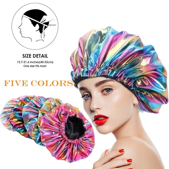 Blue Silk Bonnet for Sleeping Sleep Leisure Hat cotton Large Wide Soft Band Sleep Cap for Curly Hair Braids One Size