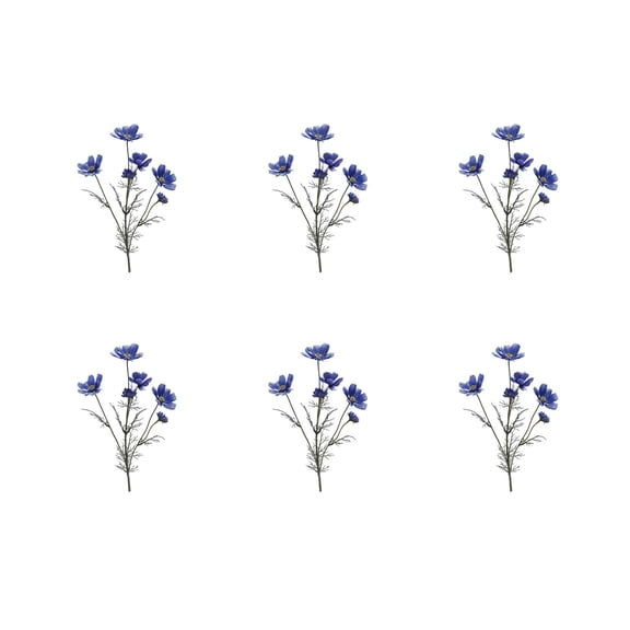 Blue Silk Flowers, 24inArtificial Stems, Flowers Artificial Realistic, Wedding Flowers Decorations, Dining Table Decor, Home Decorations, 1 Pack 6 Pc