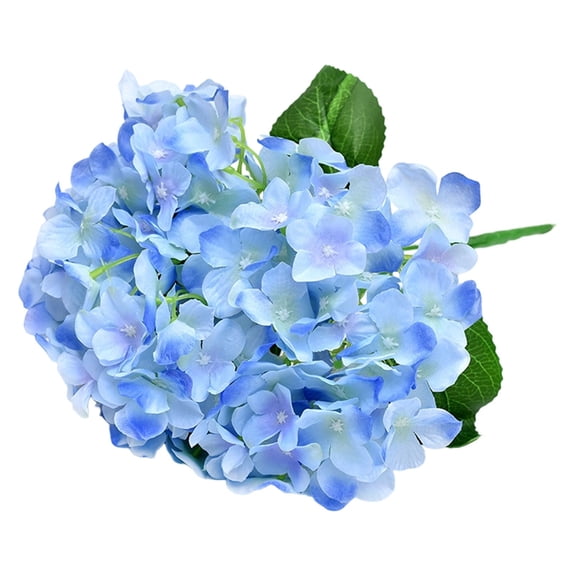 Blue Silk Hydrangea Artificial Flowers Bouquets, Realistic Fake Hydrangea with Stems, Faux Flower Arrangement for Valentines Day Home Wedding Party Table Centerpieces Decoration, 1 Pcs