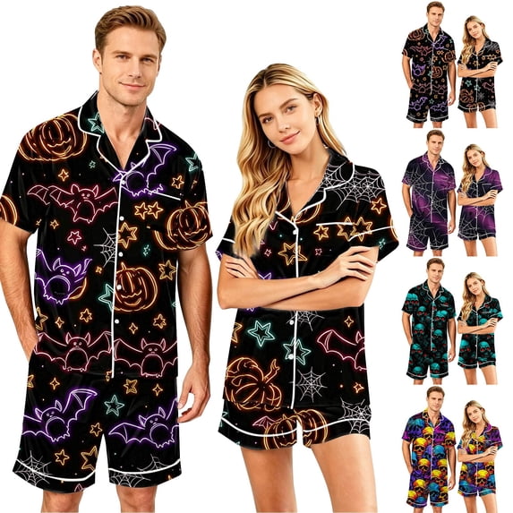 Blue Silky Pajamas for Couples Satin Comfy Pjs, Casual Lounge Set, Button Down Short Sleeve Tops and Elastic Shorts, Loungewear for Spring Summer Fall Winter 2XL