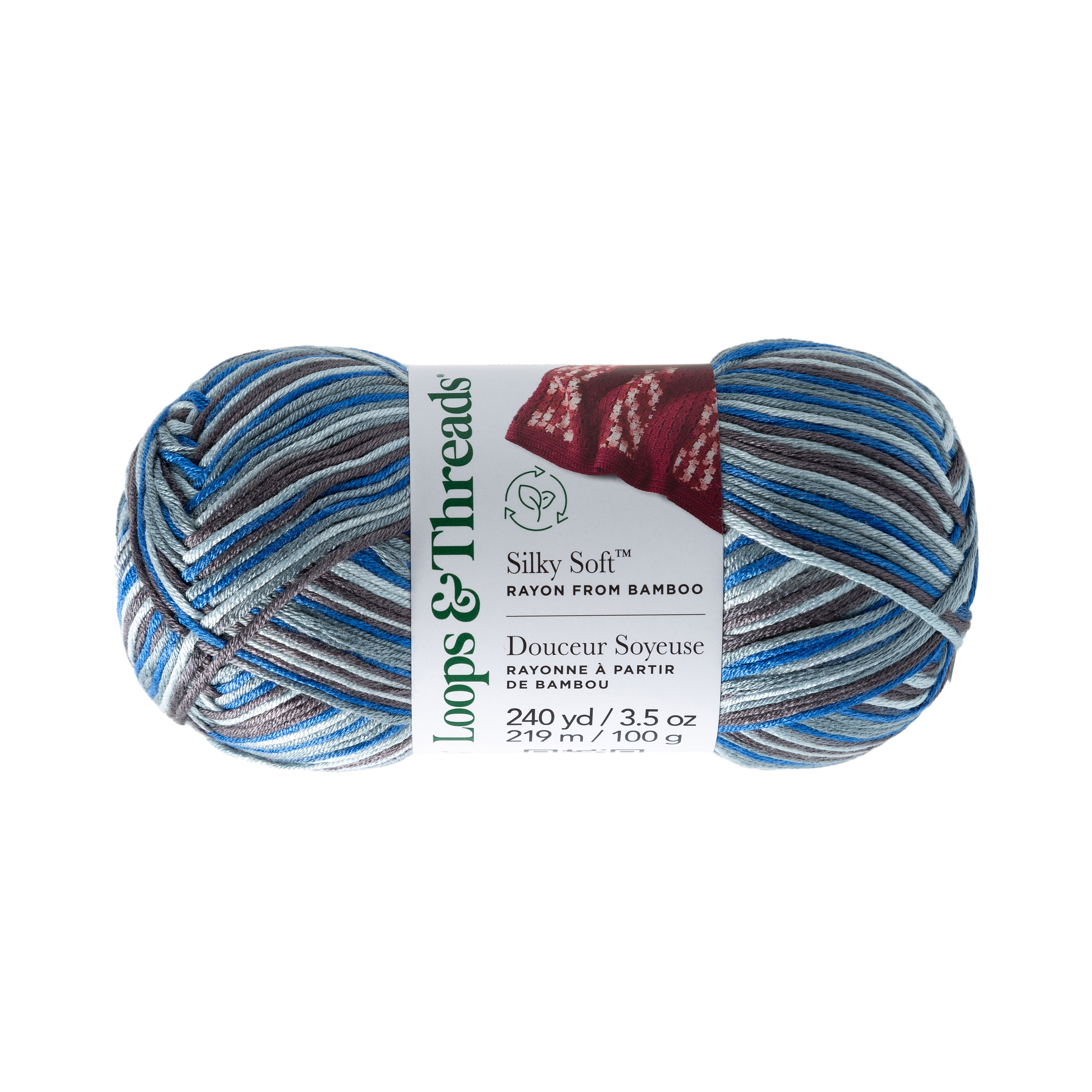 Loops & Threads Blue Silky Soft Multi Yarn - Light Weight Yarn for Knitting, Crochet, Weaving, Arts & Crafts, 15 Pack
