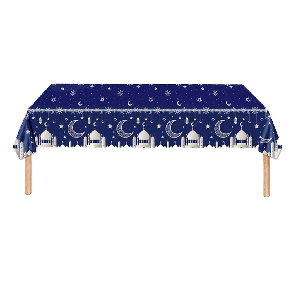 Blue Silver 130*220cm Spot Moon Castle Theme Tablecloth Platinum Blue Gold Black Gold Fast Festival Disposable Tablecloth Moon Tablecloth