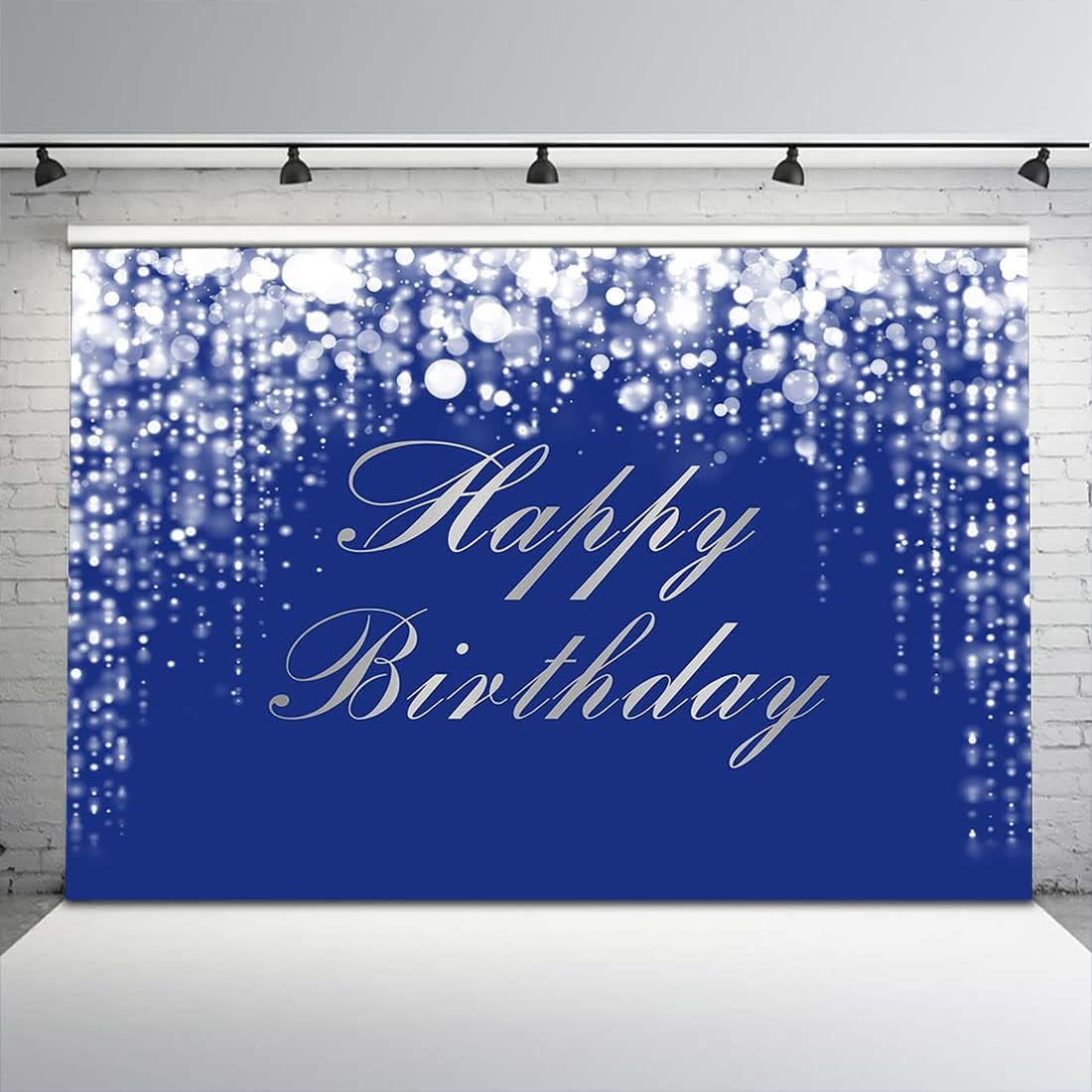 Blue Silver Birthday Backdrop Blue Happy Birthday Background Silver